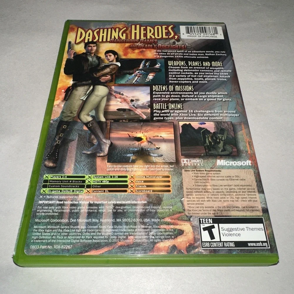 Crimson Skies: High Road to Revenge (Microsoft Xbox, 2003) Complete w/ Manual